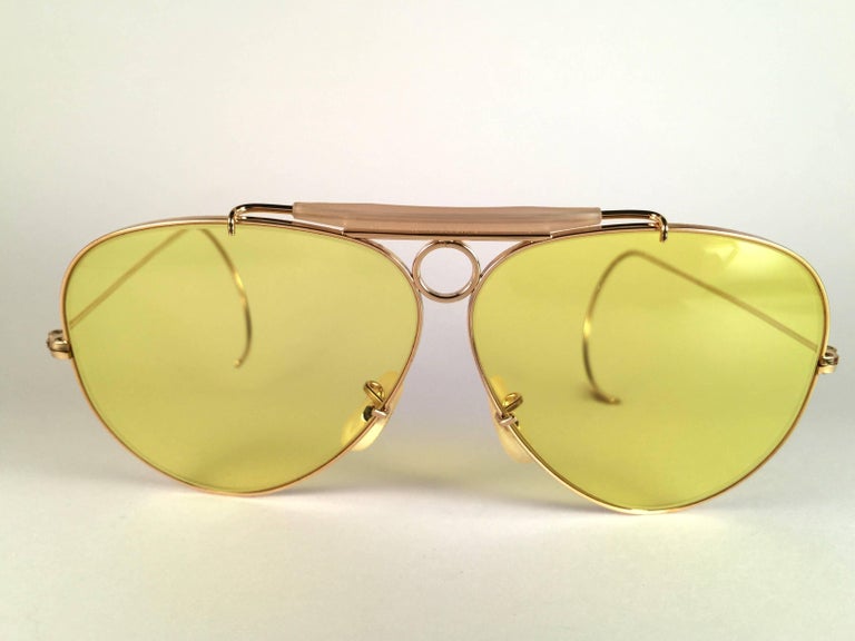 New Vintage Ray Ban Kalichrome Shooter Gold 62Mm 1960's B&L Sunglasses For  Sale at 1stDibs