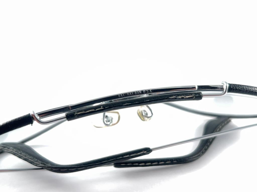 Nuovo Occhiali da sole vintage Ray Ban Leathers Black Outdoorsman 62MM modificabile in vendita 7