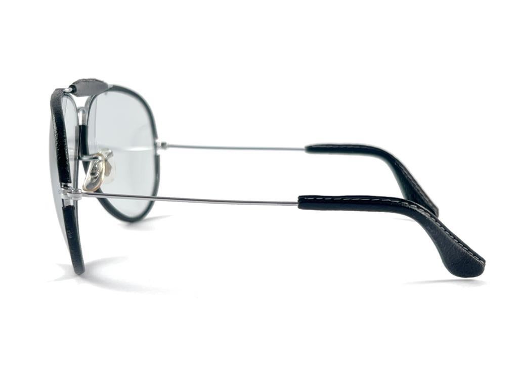 Nuovo Occhiali da sole vintage Ray Ban Leathers Black Outdoorsman 62MM modificabile in vendita 8