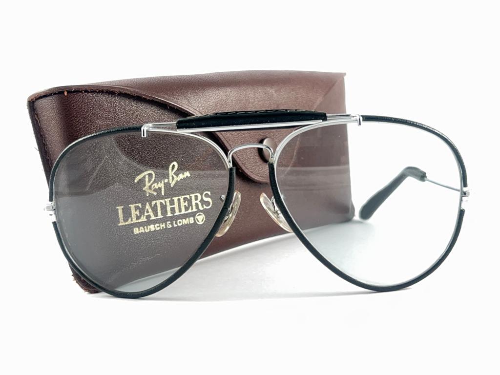 Nuovo Occhiali da sole vintage Ray Ban Leathers Black Outdoorsman 62MM modificabile in vendita 11