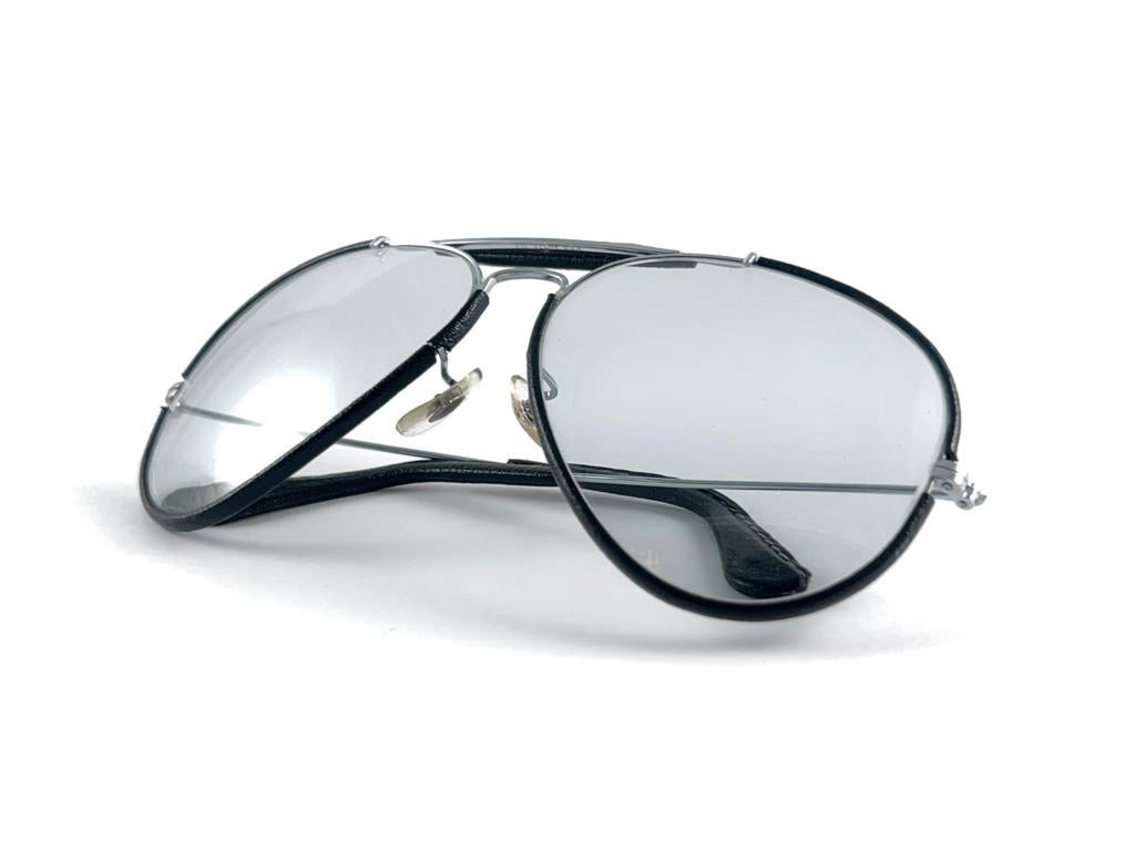 Nero Nuovo Occhiali da sole vintage Ray Ban Leathers Black Outdoorsman 62MM modificabile in vendita