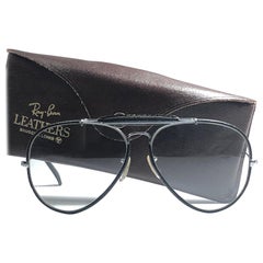 New Vintage Ray Ban Leathers Black Outdoorsman 62MM Changeable Sunglasses