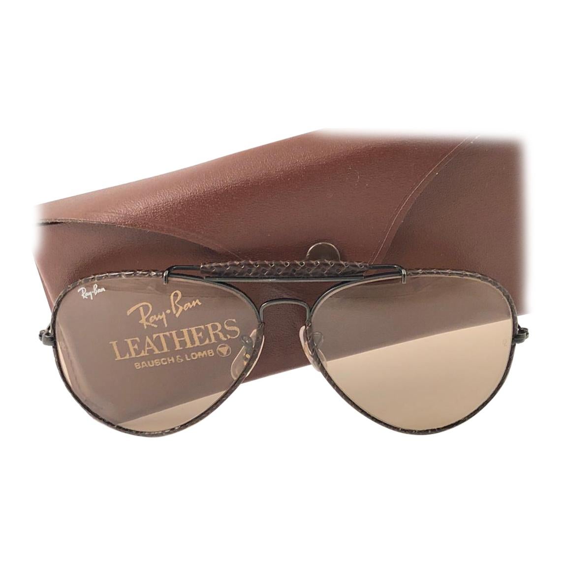 New Vintage Ray Ban Leathers Outdoorsman 62Mm Woven Changeable Sunglasses For Sale
