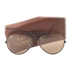 Vintage Ray Ban Leder Outdoorsman 62Mm gewebte, austauschbare Sonnenbrille aus Leder