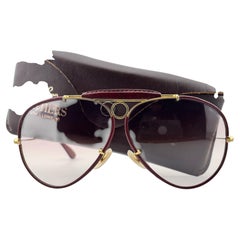 New Vintage Ray Ban Leathers Shooter Burgundy 62Mm B&L Sunglasses