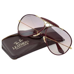New Vintage Ray Ban Leathers Shooter Burgundy 62Mm B&L Sunglasses