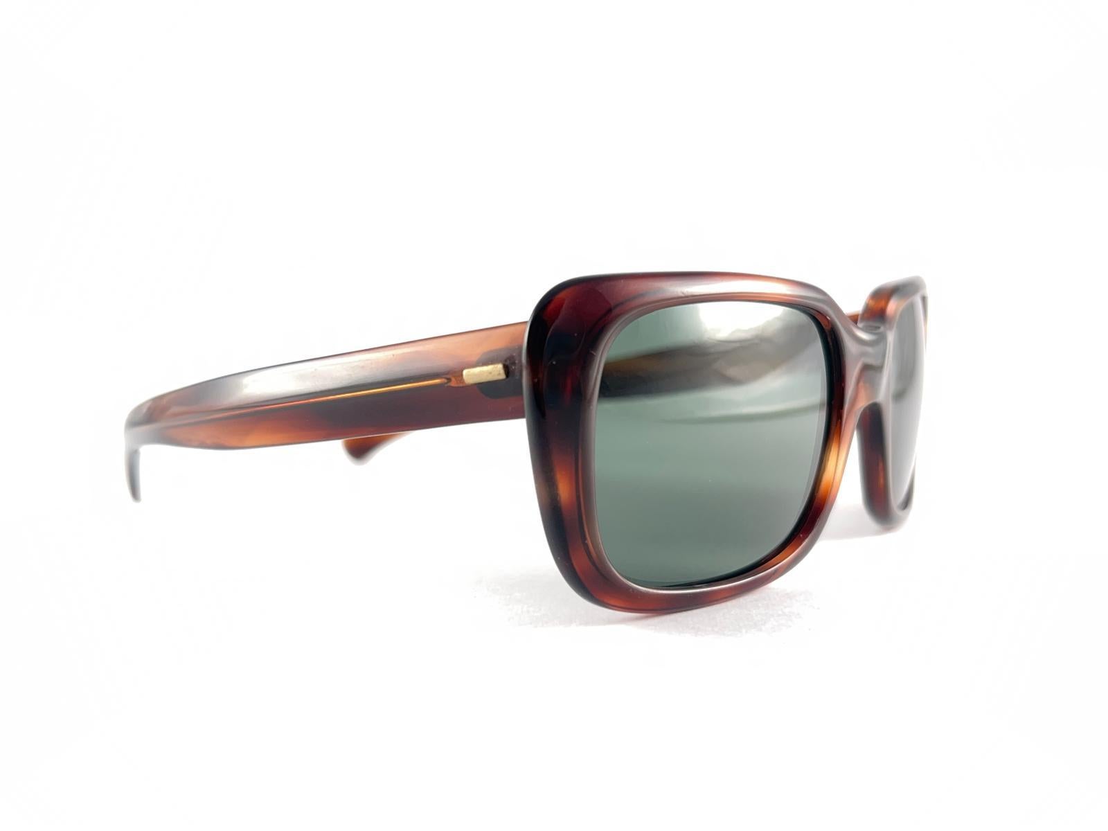 Gray New Vintage Ray Ban Monti Tortoise 1970's Grey Lenses USA Sunglasses For Sale