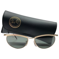 New Vintage Ray Ban Olympian Matte Gold G15 Grey Lenses 1980's B&L Sunglasses