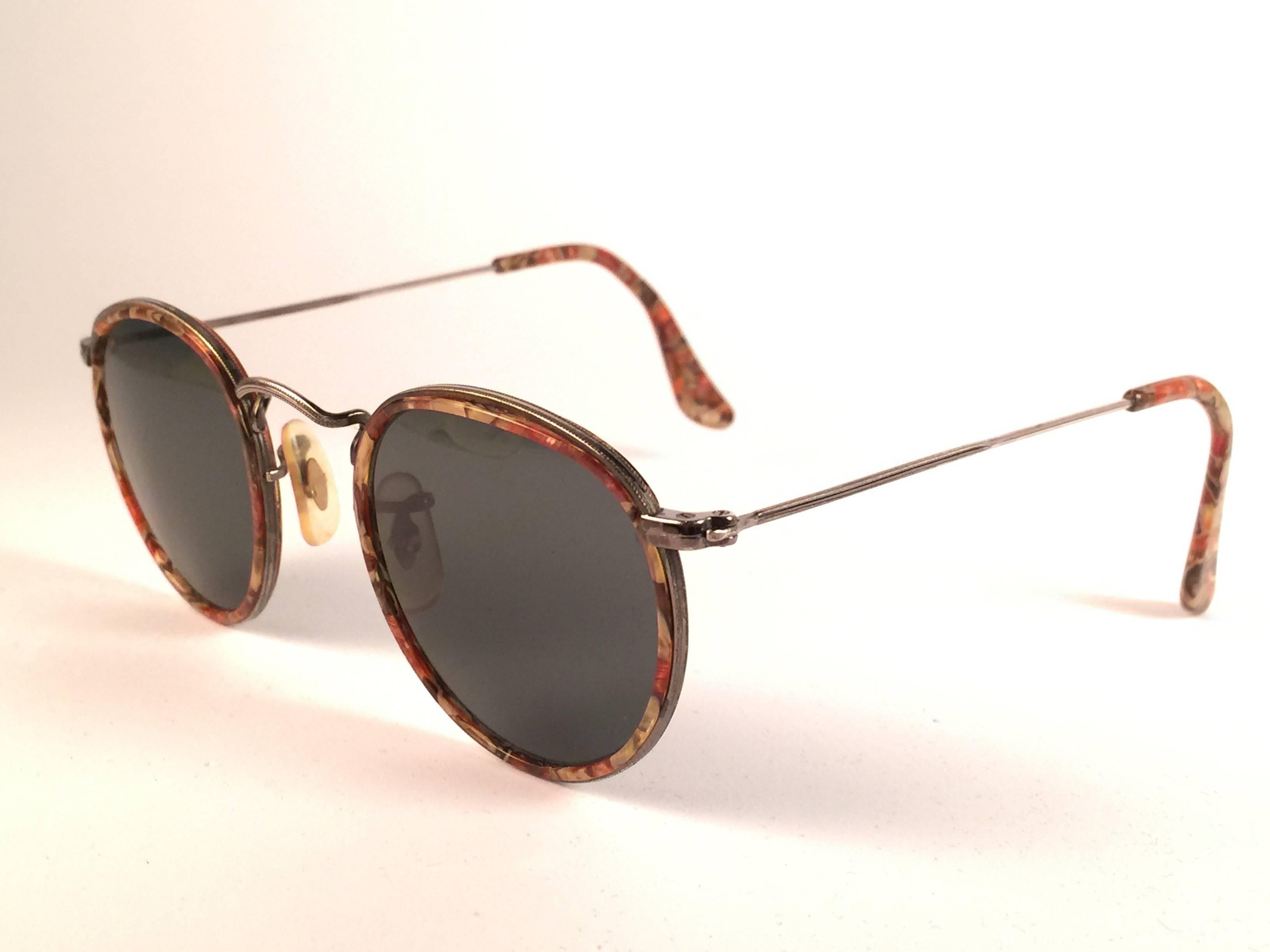 Black NEW Vintage Ray Ban Round Mosaic Classic G15 Lenses 1990's B&L Sunglasses