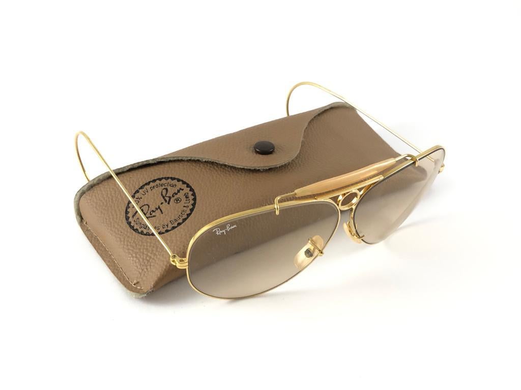 Neu New Vintage Ray Ban Shooter Gold 62Mm Braunes austauschbares Lens 1970 B&L Sonnenbrille im Angebot 7