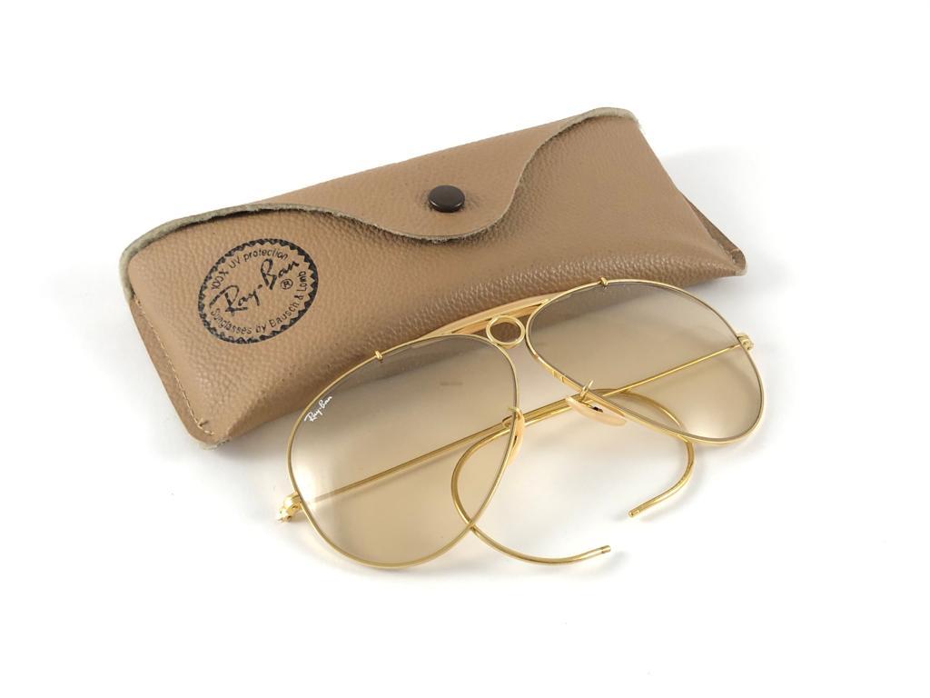 Neu New Vintage Ray Ban Shooter Gold 62Mm Braunes austauschbares Lens 1970 B&L Sonnenbrille im Angebot 9