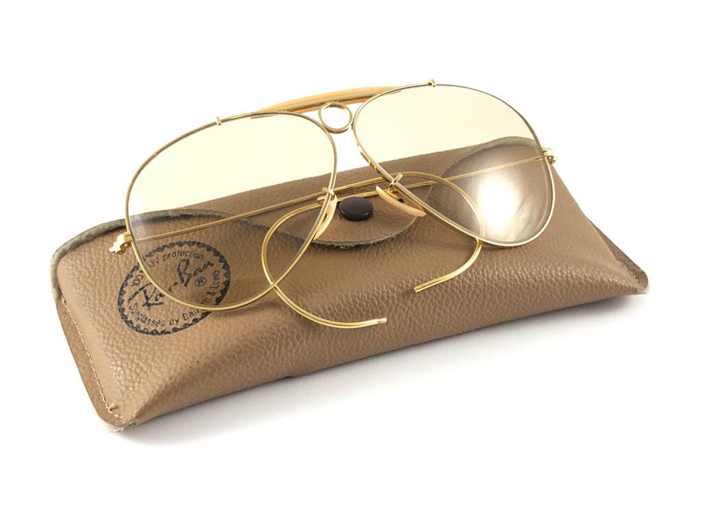 Neu New Vintage Ray Ban Shooter Gold 62Mm Braunes austauschbares Lens 1970 B&L Sonnenbrille für Damen oder Herren im Angebot