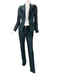 New Vintage Roberto Cavalli 2006 Alligator Print Pants Suit Italian 42