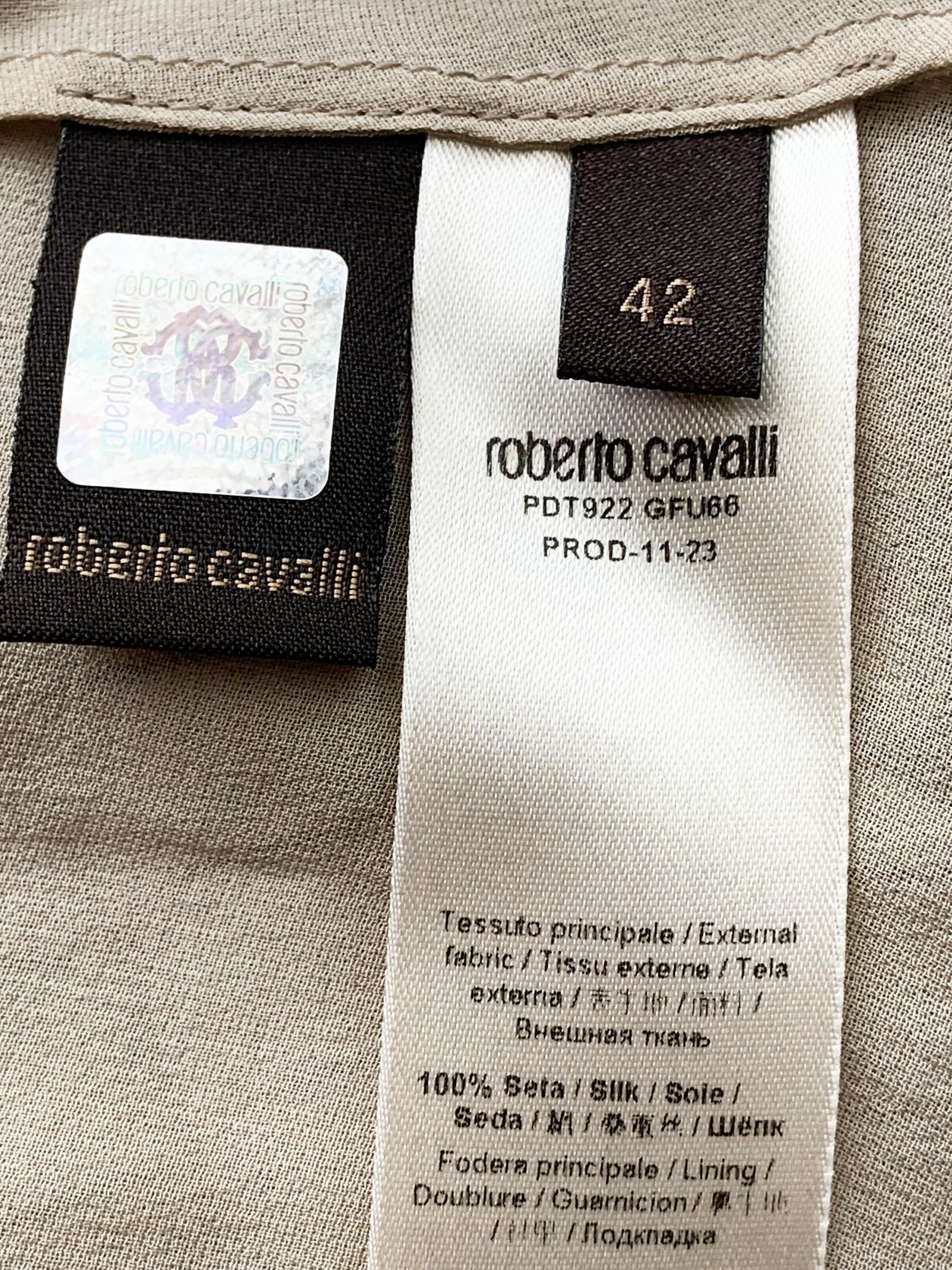 New Vintage Roberto Cavalli SS 2011 Silk Crocodile Print Lace Up Fringe Dress 42 For Sale 8