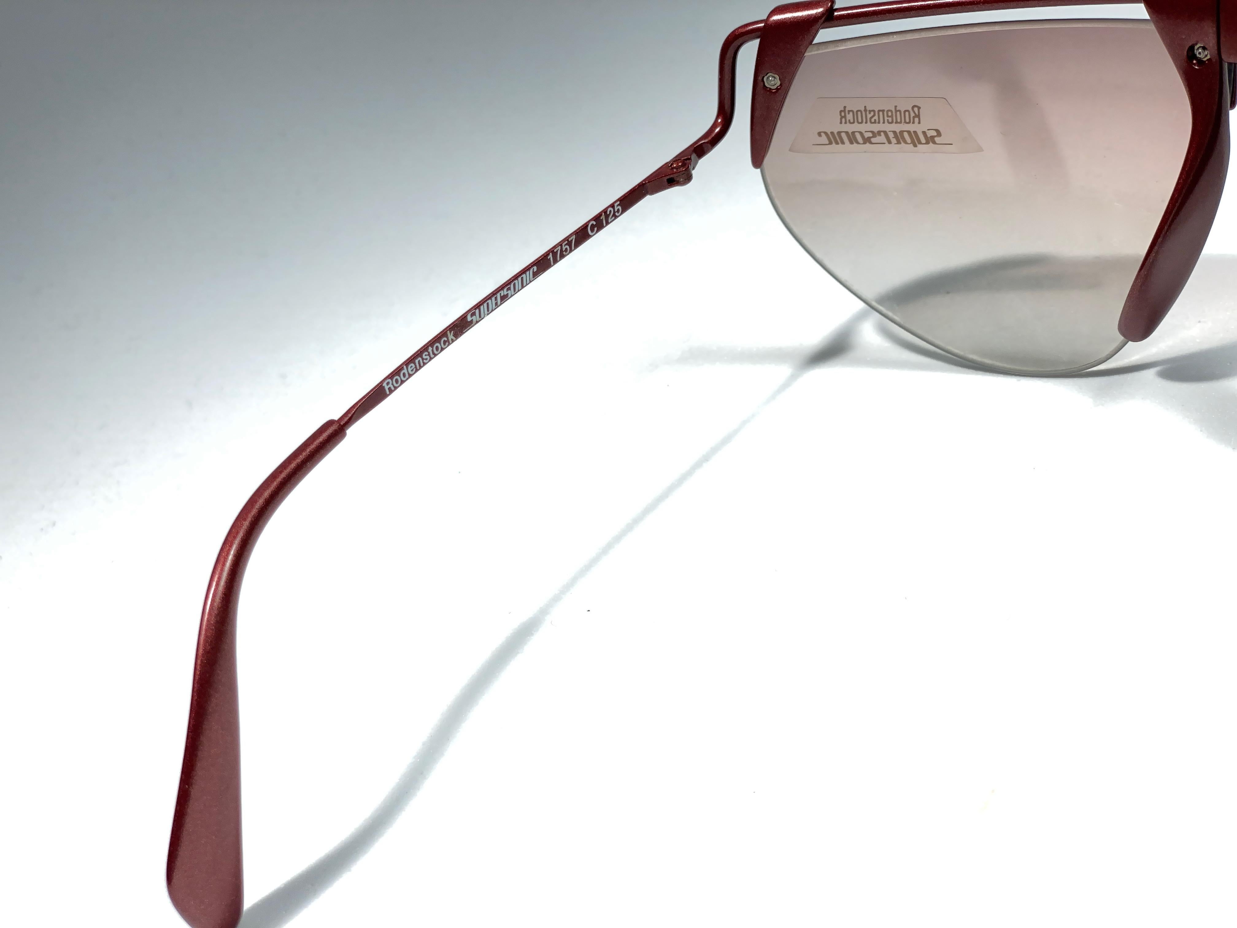 Beige New Vintage Rodenstock 1757 Metallic Burgundy Futuristic 1980's Sunglasses en vente