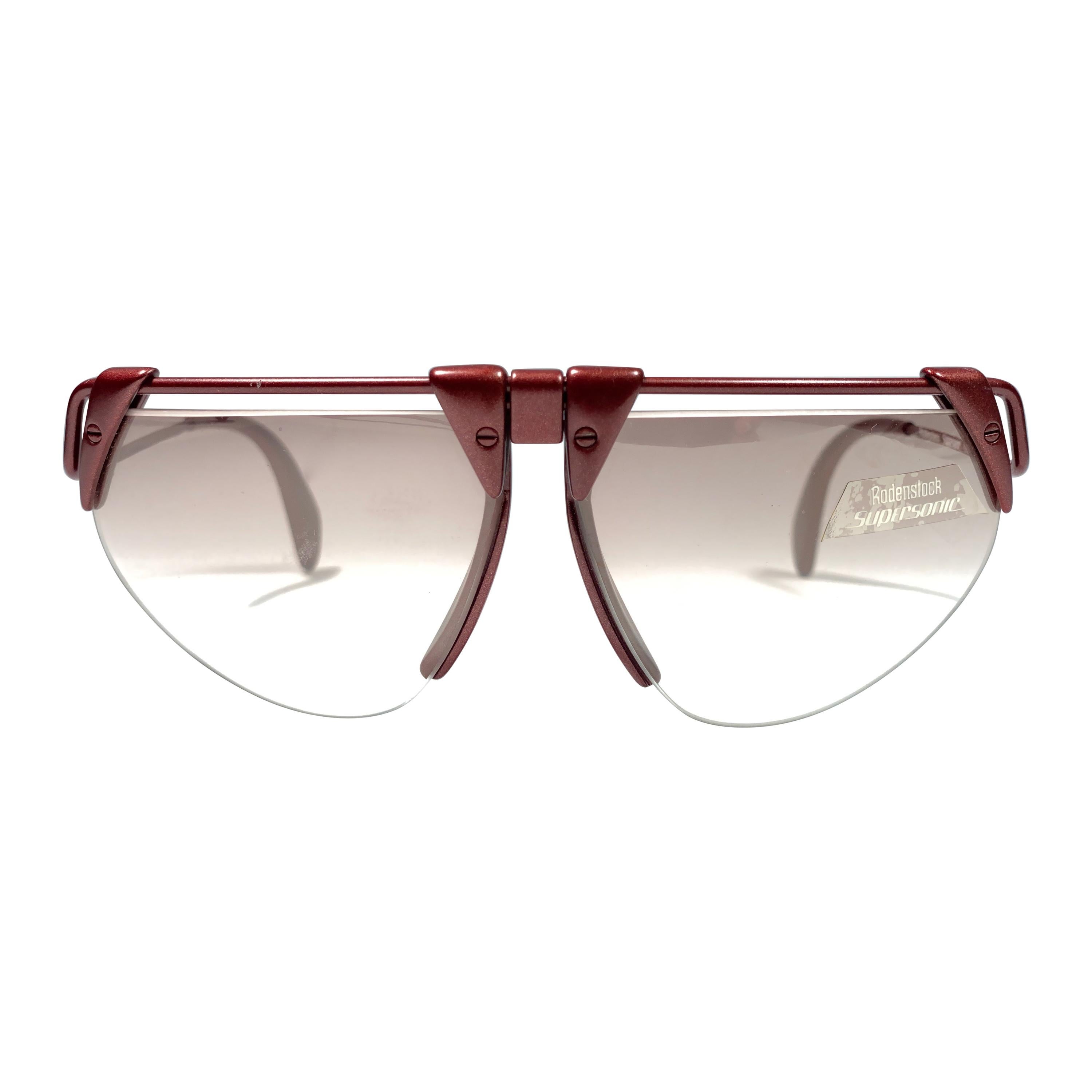 New Vintage Rodenstock 1757 Metallic Burgundy Futuristic 1980's Sunglasses For Sale