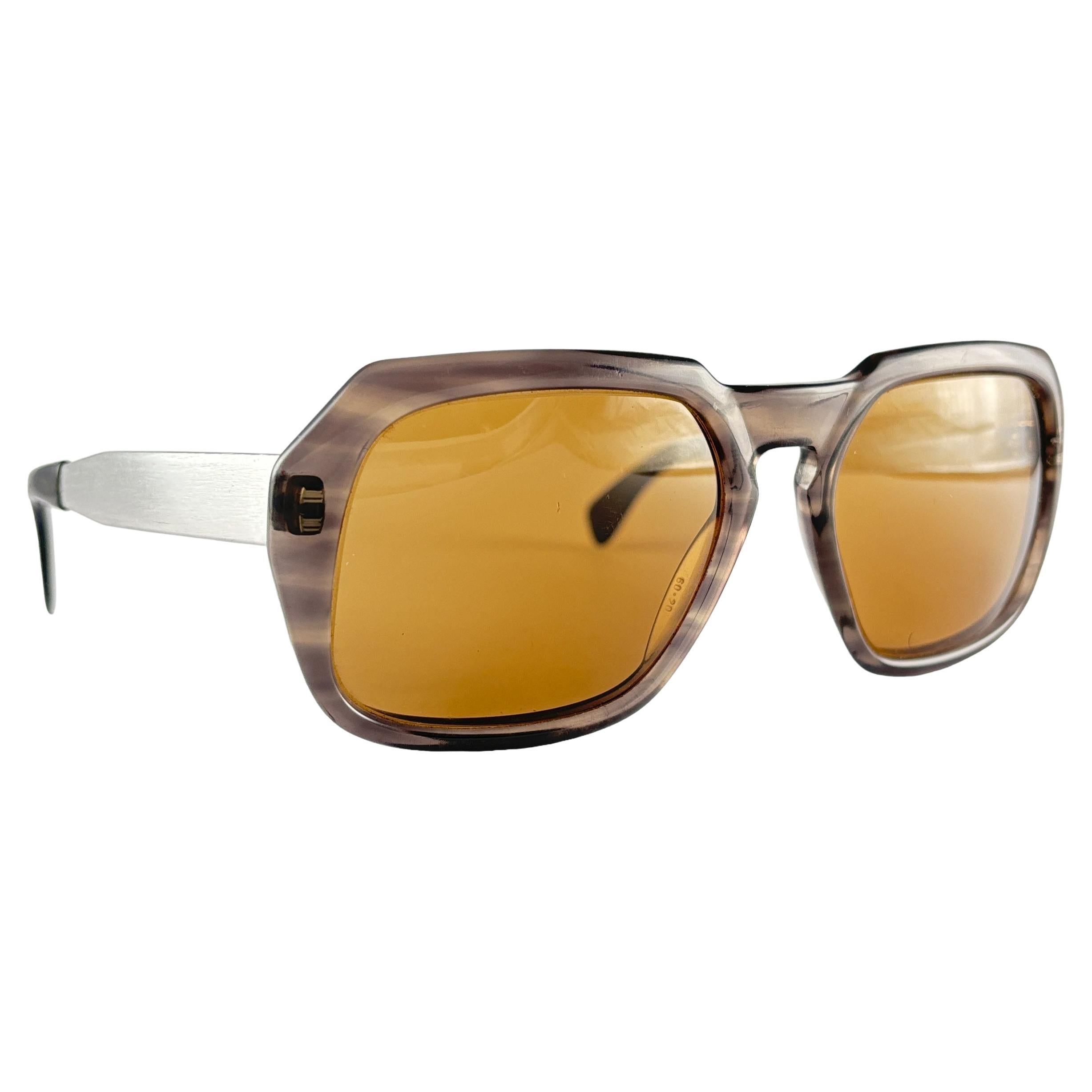 Nuevas gafas de sol vintage Rodenstock Molveno Oversized Marrón metalizado años 70