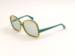New Vintage Rodenstock Oversized Green & Yellow 1980's Sunglasses Germany