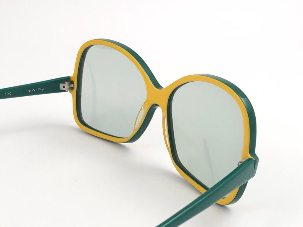 Women's New Vintage Rodenstock Oversized Green & Yellow 1980's Sunglasses Germany For Sale