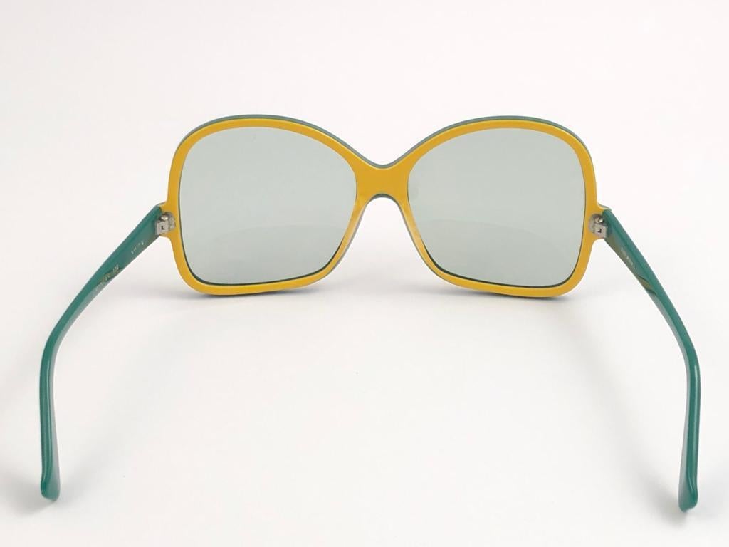 New Vintage Rodenstock Oversized Green & Yellow 1980's Sunglasses Germany For Sale 3