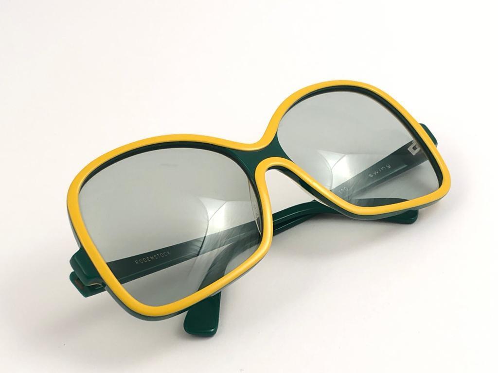 New Vintage Rodenstock Oversized Green & Yellow 1980's Sunglasses Germany For Sale 4