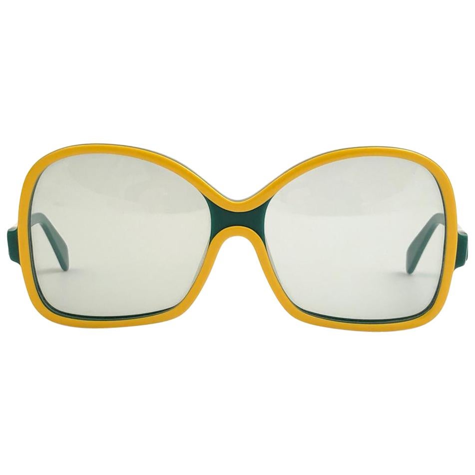 New Vintage Rodenstock Oversized Green & Yellow 1980's Sunglasses Germany For Sale