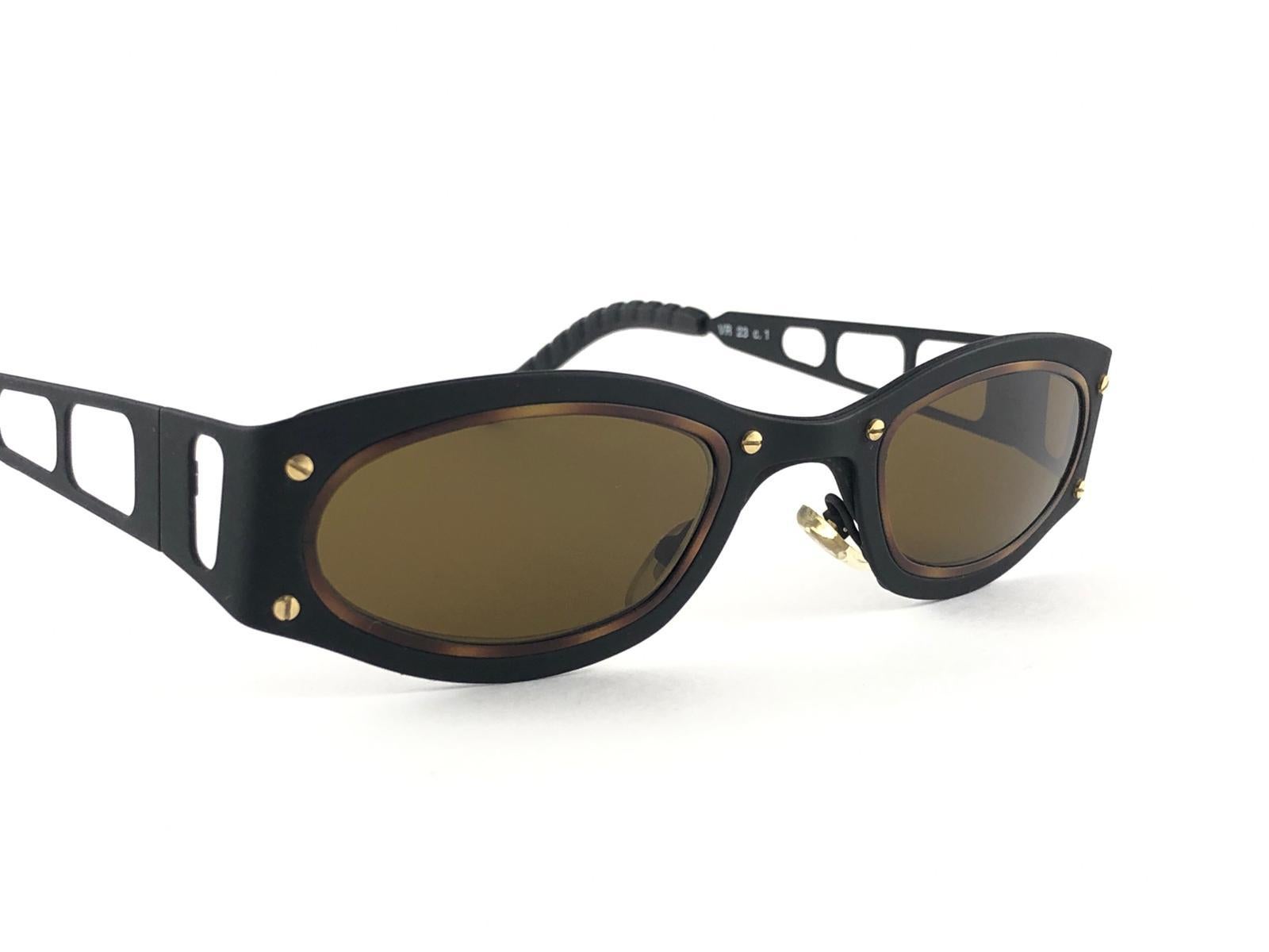 Neue Vintage Romolo Cianci Schwarz & Schildkröte 1990'S Made in Italy Sonnenbrille 2