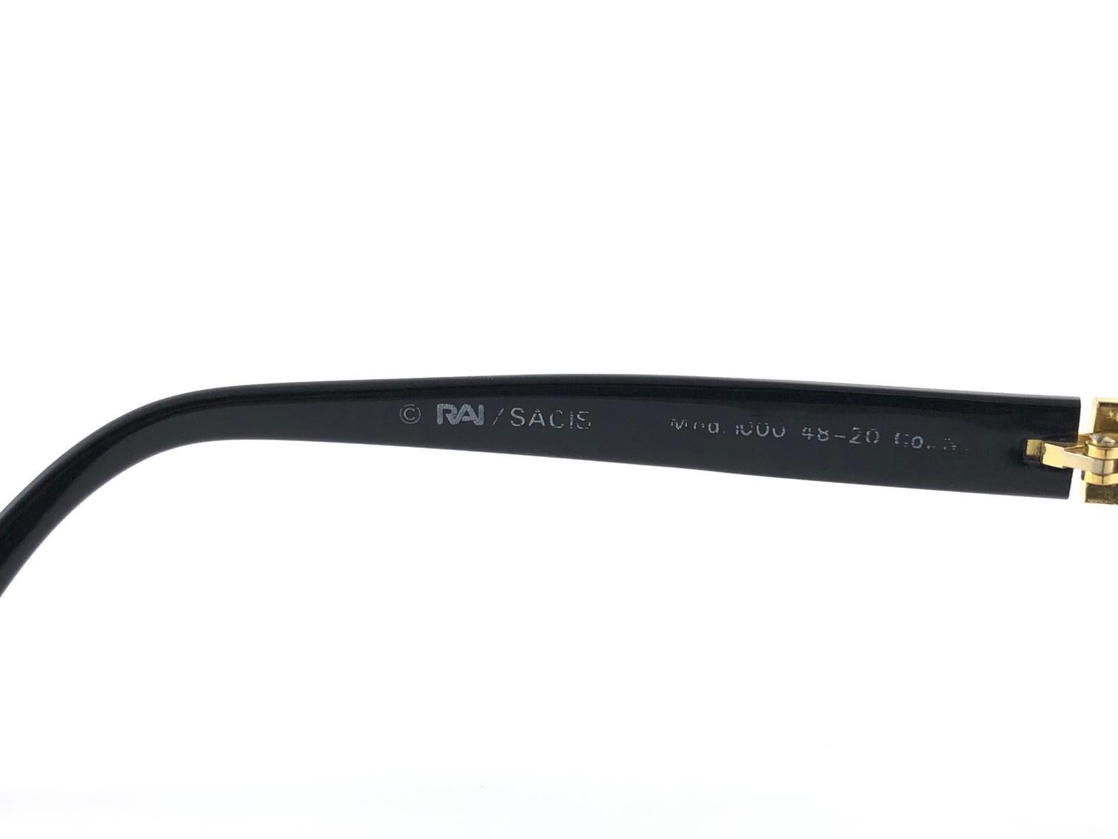 New Vintage Round Concerto Small Sleek Black RX Prescription Sunglasses, 1990  For Sale 1