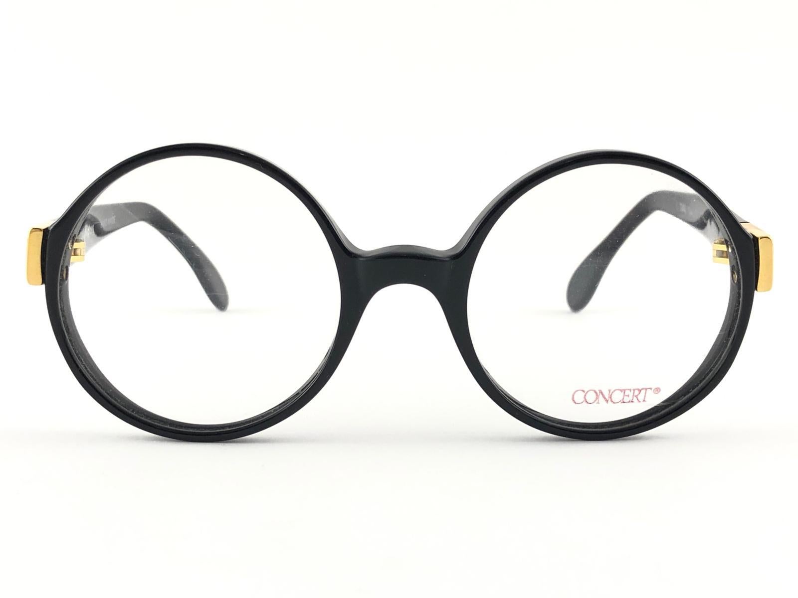 New Vintage Round Concerto Small Sleek Black RX Prescription Sunglasses, 1990  For Sale 3