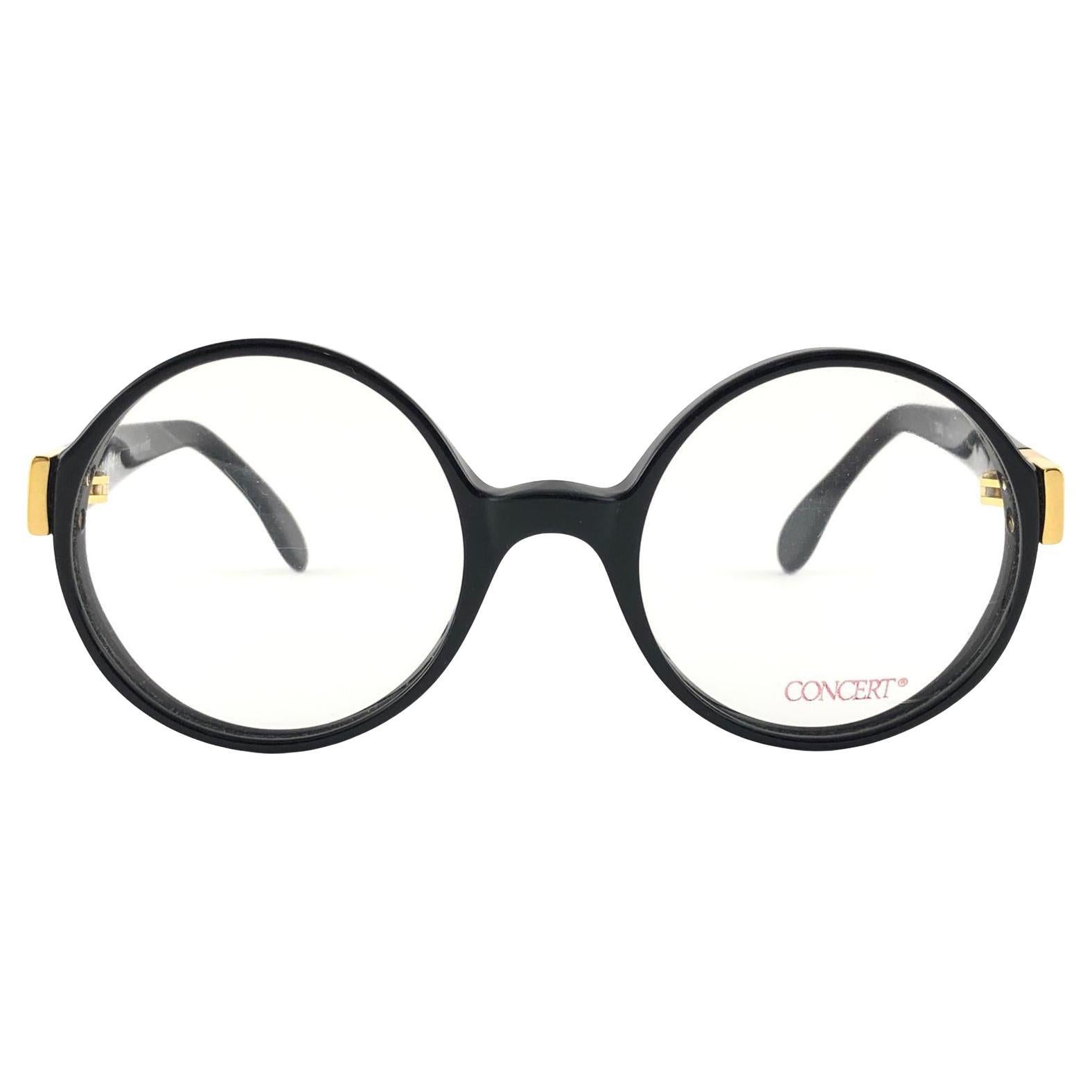 Nouvelles lunettes de soleil vintage rondes concerto noires et élégantes avec étiquette RX, 1990  en vente