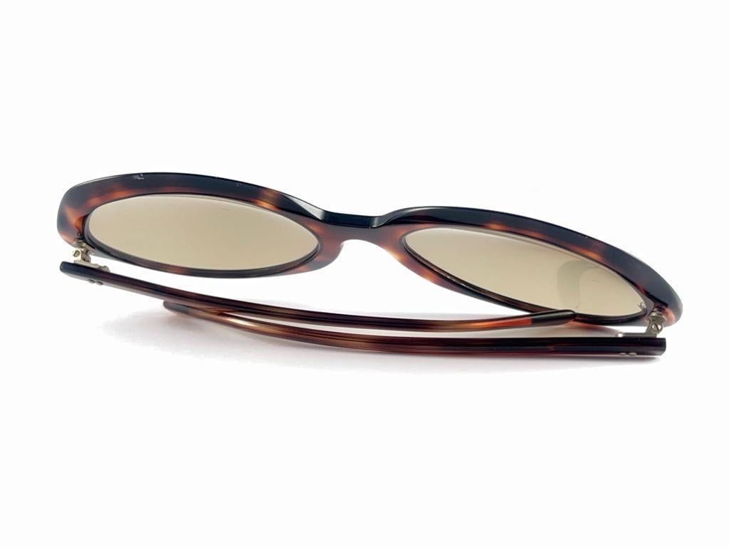 Neue Vintage Runde überdimensioniert Schildkröte Light Brown Gläser 60'S Frankreich Sonnenbrille im Angebot 6