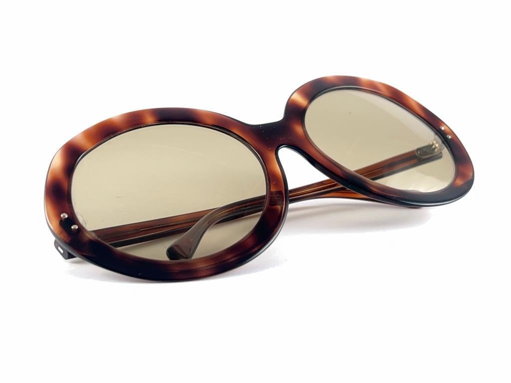New Vintage Round Oversized Tortoise Light Brown Lenses 60'S France Sunglasses For Sale 7