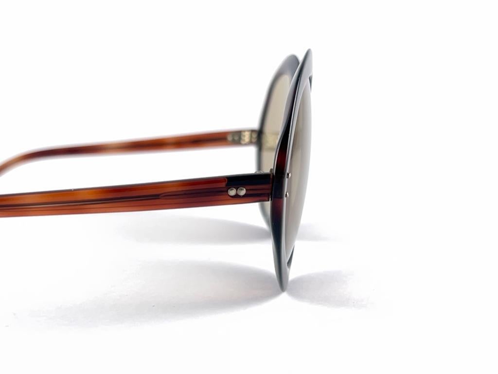 Neue Vintage Runde überdimensioniert Schildkröte Light Brown Gläser 60'S Frankreich Sonnenbrille im Angebot 1