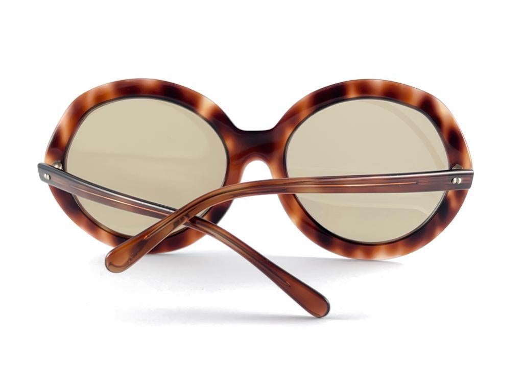 Neue Vintage Runde überdimensioniert Schildkröte Light Brown Gläser 60'S Frankreich Sonnenbrille im Angebot 5