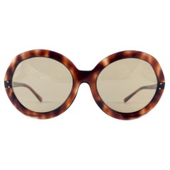 New Vintage Round Oversized Tortoise Light Brown Lenses 60'S France Sunglasses