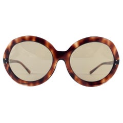 Nuevas Gafas de Sol Vintage Redondas Sobredimensionadas Tortoise Lentes Marrón Claro Años 60 Francia