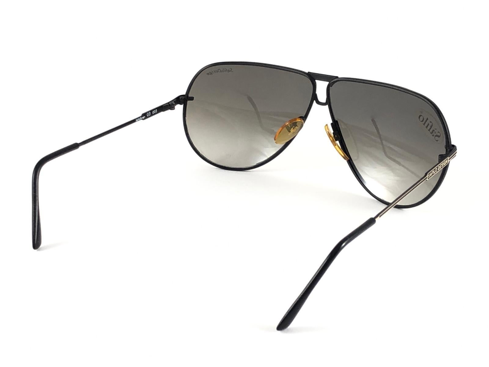New Vintage Safilo Design 03 Black Mate Aviator 80's Sunglasses Madein Italy 2