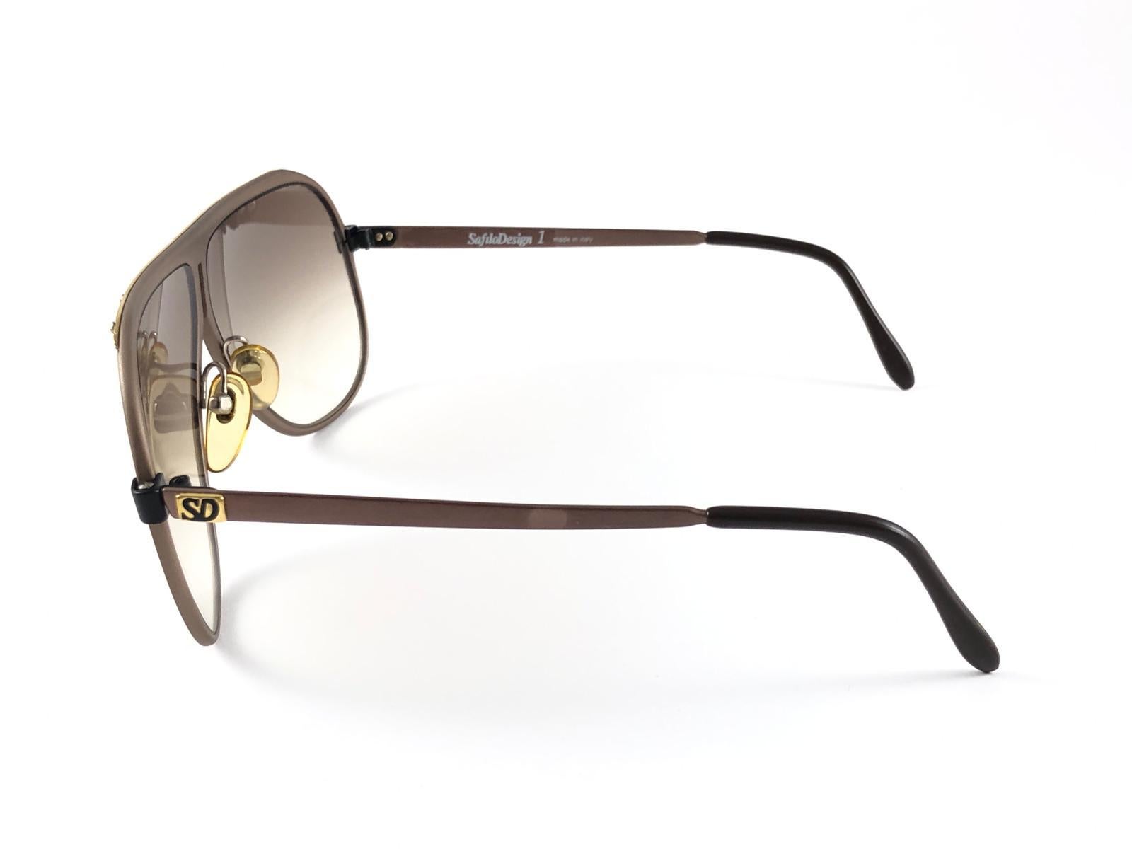 Black New Vintage Safilo Design 1 172 Copper Mate Aviator 80's Sunglasses Madein Italy
