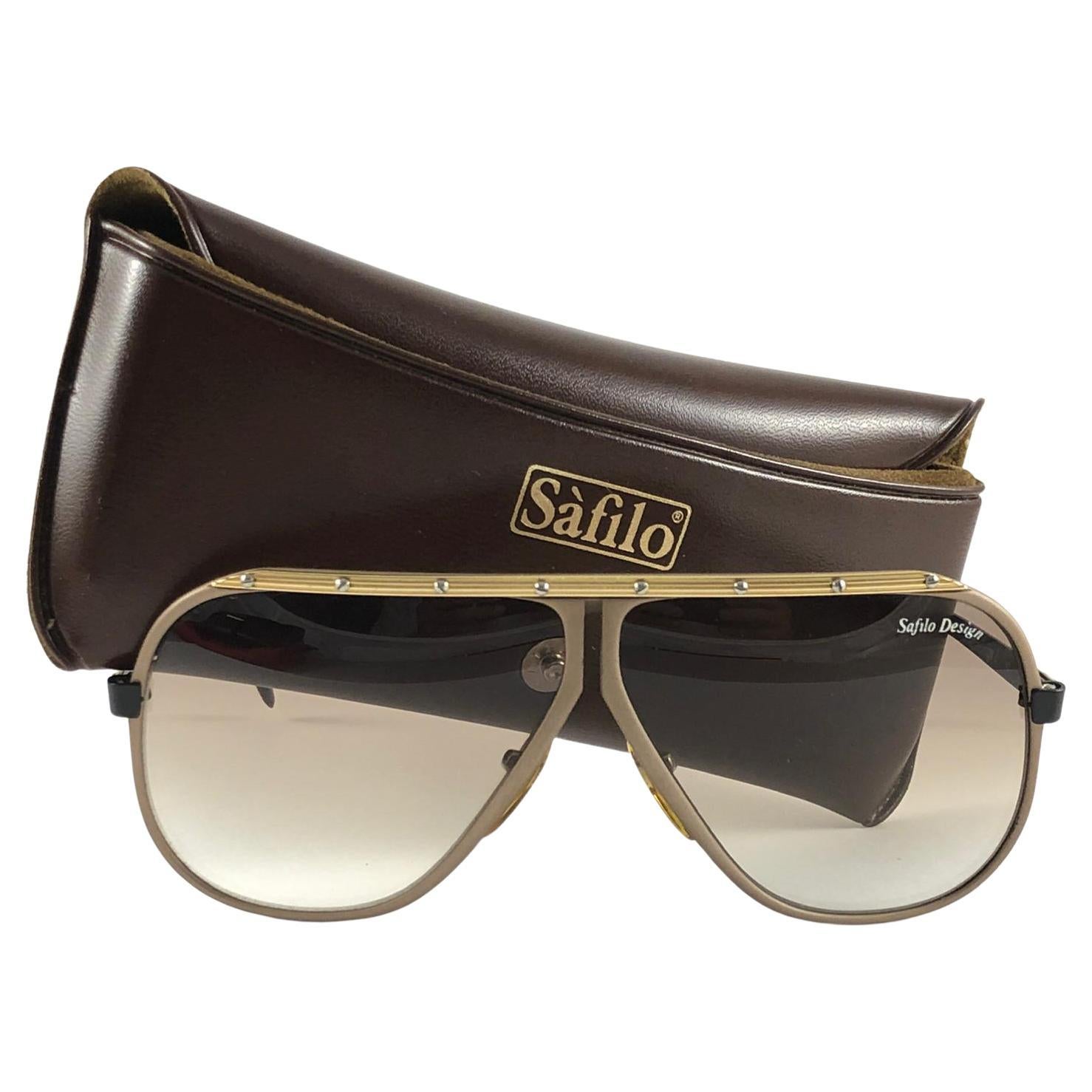 New Vintage Safilo Design 1 172 Copper Mate Aviator 80's Sunglasses Madein Italy