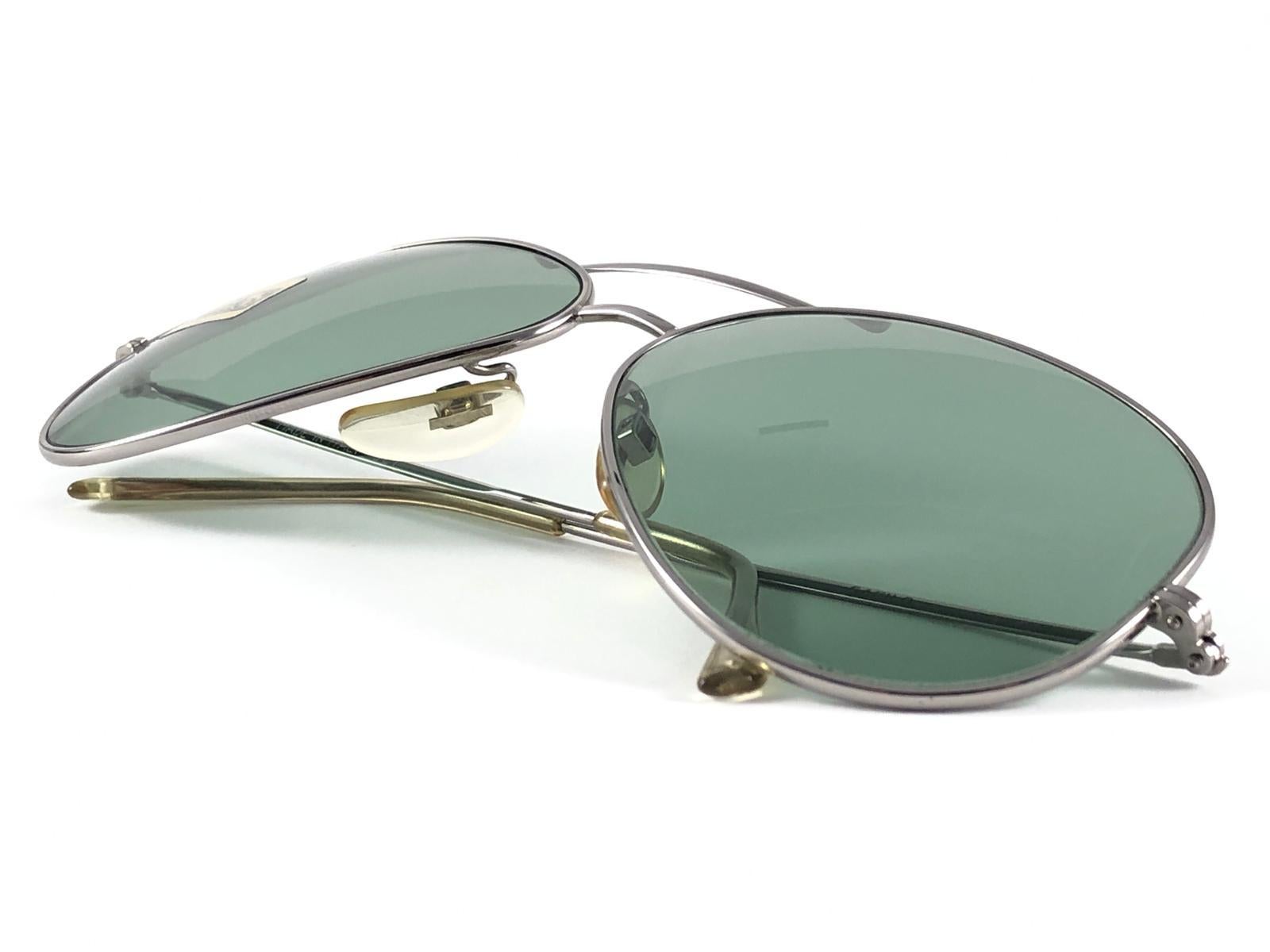 New Vintage Safilo Jet Silver Aviator Frame 1980's Sunglasses Made in Italy For Sale 6
