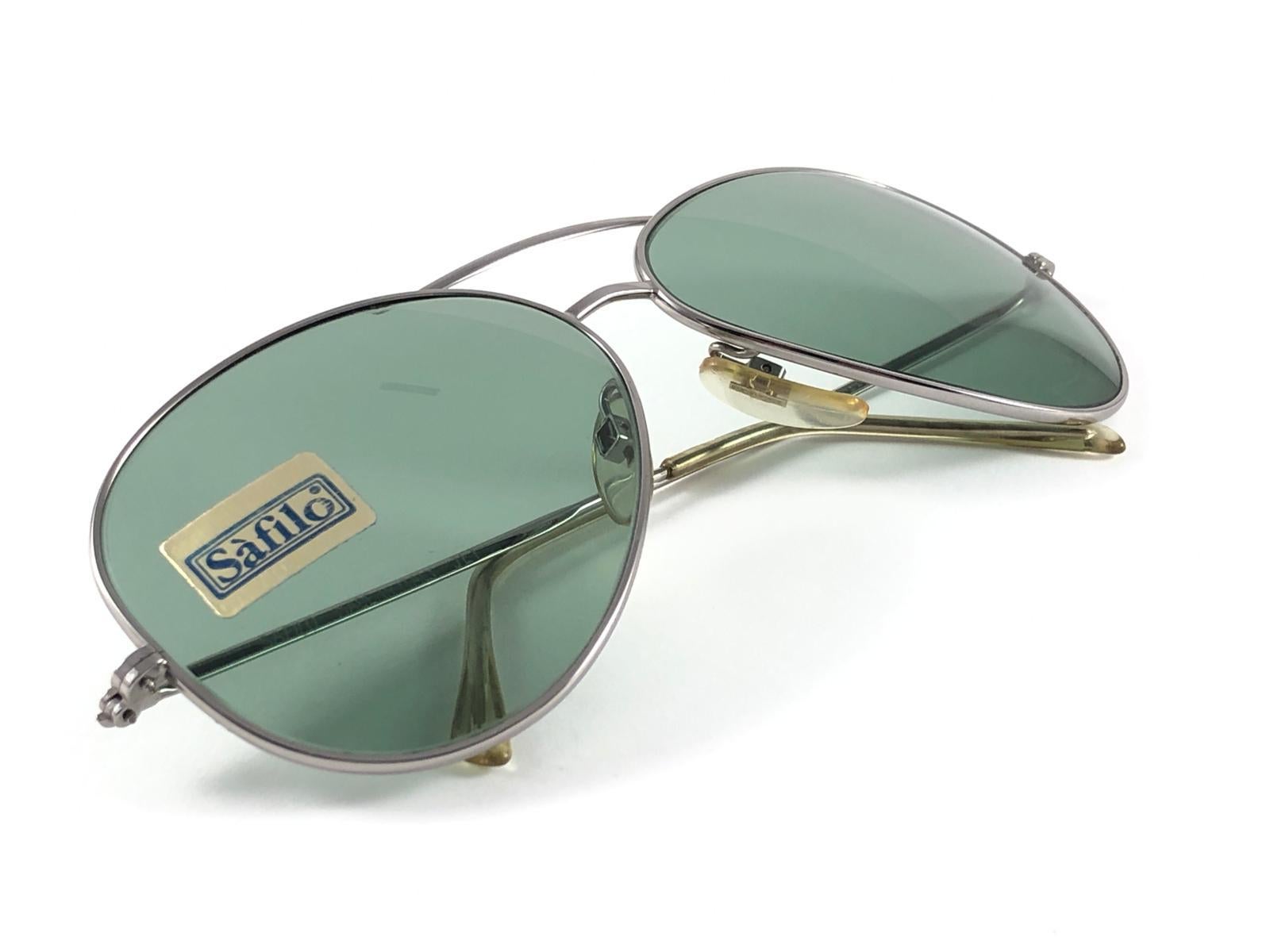 New Vintage Safilo Jet Silver Aviator Frame 1980's Sunglasses Made in Italy For Sale 7