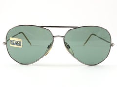 New Vintage Safilo Jet Silver Aviator Frame 1980's Sunglasses Made in Italy