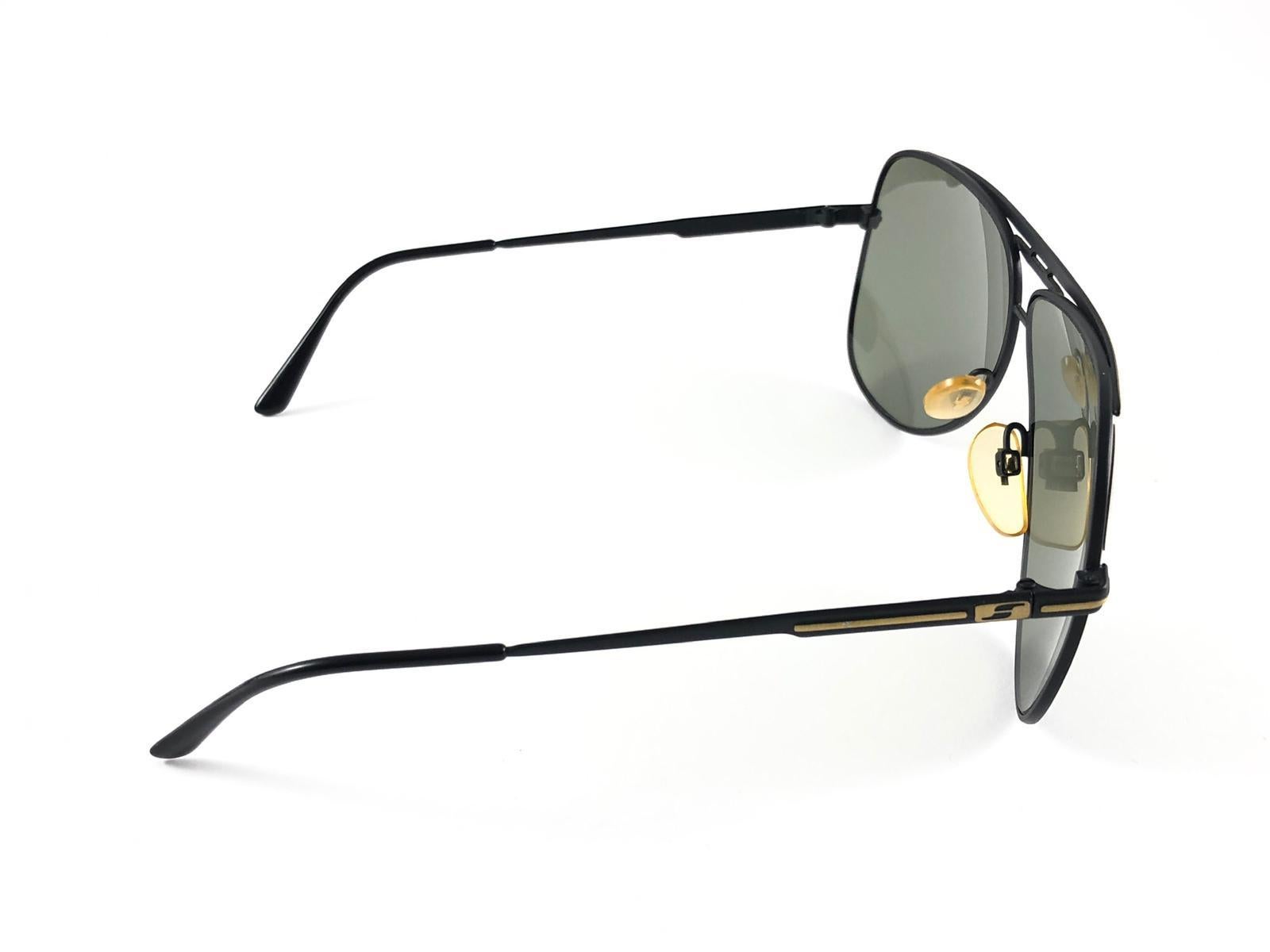 New Vintage Safilo Skipper 185 Black Mate Aviator 80's Sunglasses Madein Italy 3