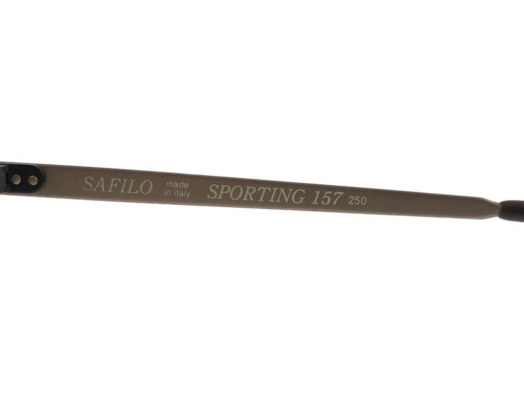 Women's or Men's New Vintage Safilo Sporting 157 Grey Aviator Sunglasses Made In Italy 1980s
