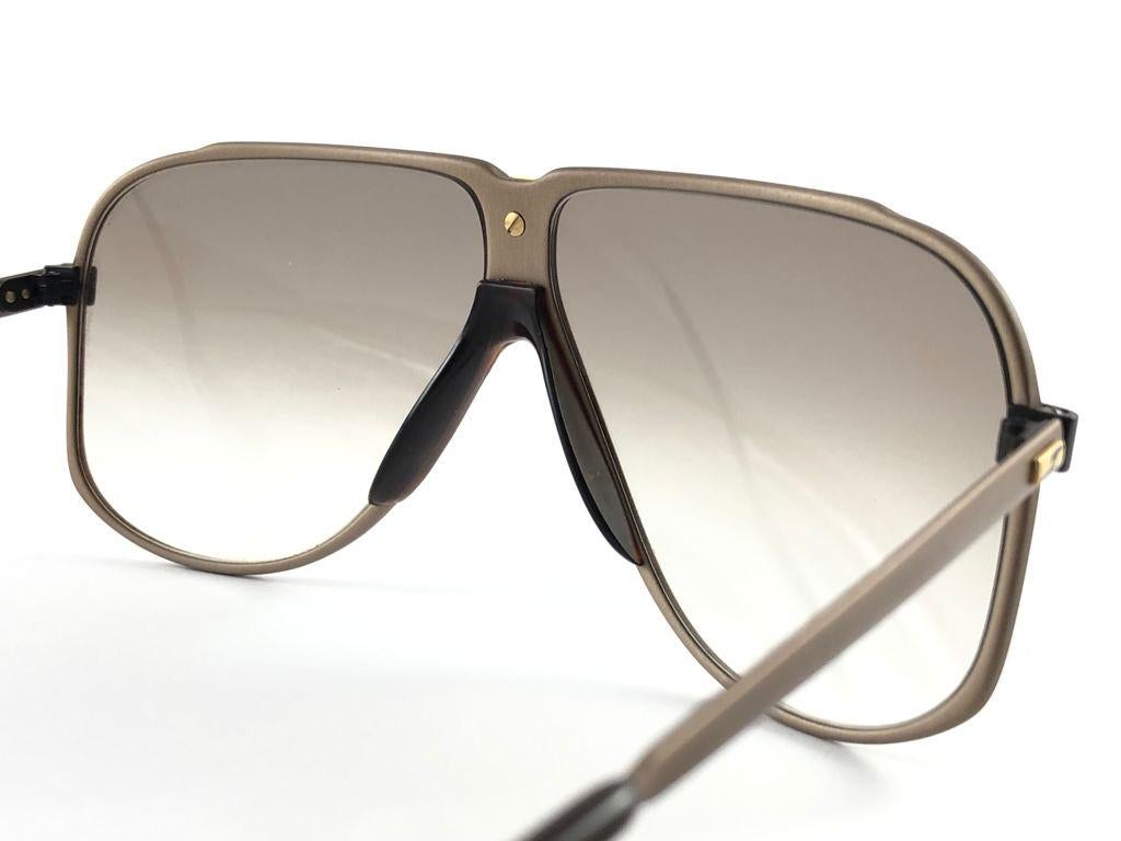 New Vintage Safilo Sporting 157 Grey Aviator Sunglasses Made In Italy 1980s 2
