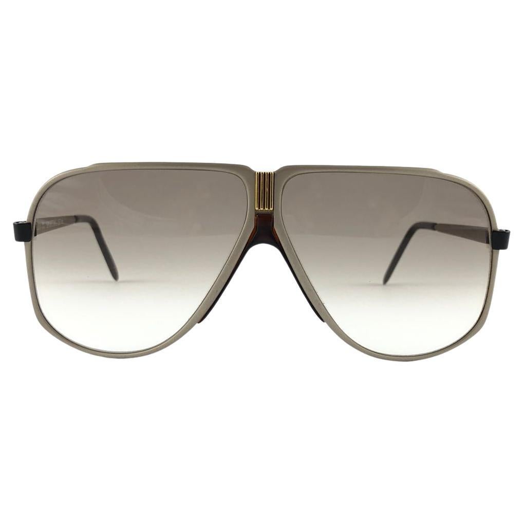 New Vintage Safilo Sporting 157 Grey Aviator Sunglasses Made In Italy 1980s