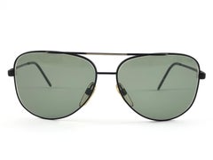 New Vintage Safilo Sporting 86 003 Black Mate Aviator 1980's Sunglasses