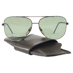 Nuovo Occhiali da sole vintage Safilo Sporting 86 003 Black Mate Aviator anni '80