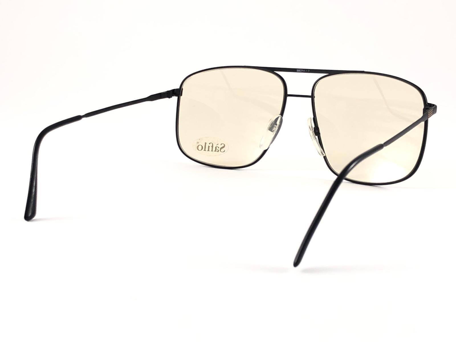 White New Vintage Safilo Sporting 89 Black Mate Aviator 80's Sunglasses Madein Italy For Sale