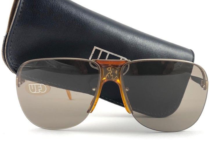 New Vintage Safilo Ufo 501 Amber Frame Made in Italy 1980's Sunglasses